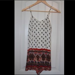 Patterned Button-Up Romper